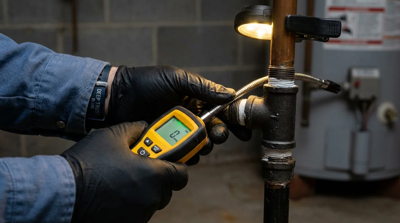 Gas leak detection with electronic sniffer by Johns Plumbing LLC in Manhasset